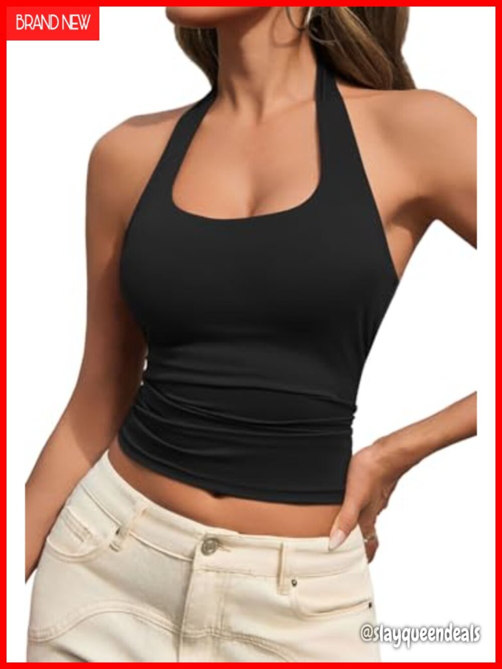 Halter Neck Backless Crop Tank Top Sleeveless Yoga Gym Top
